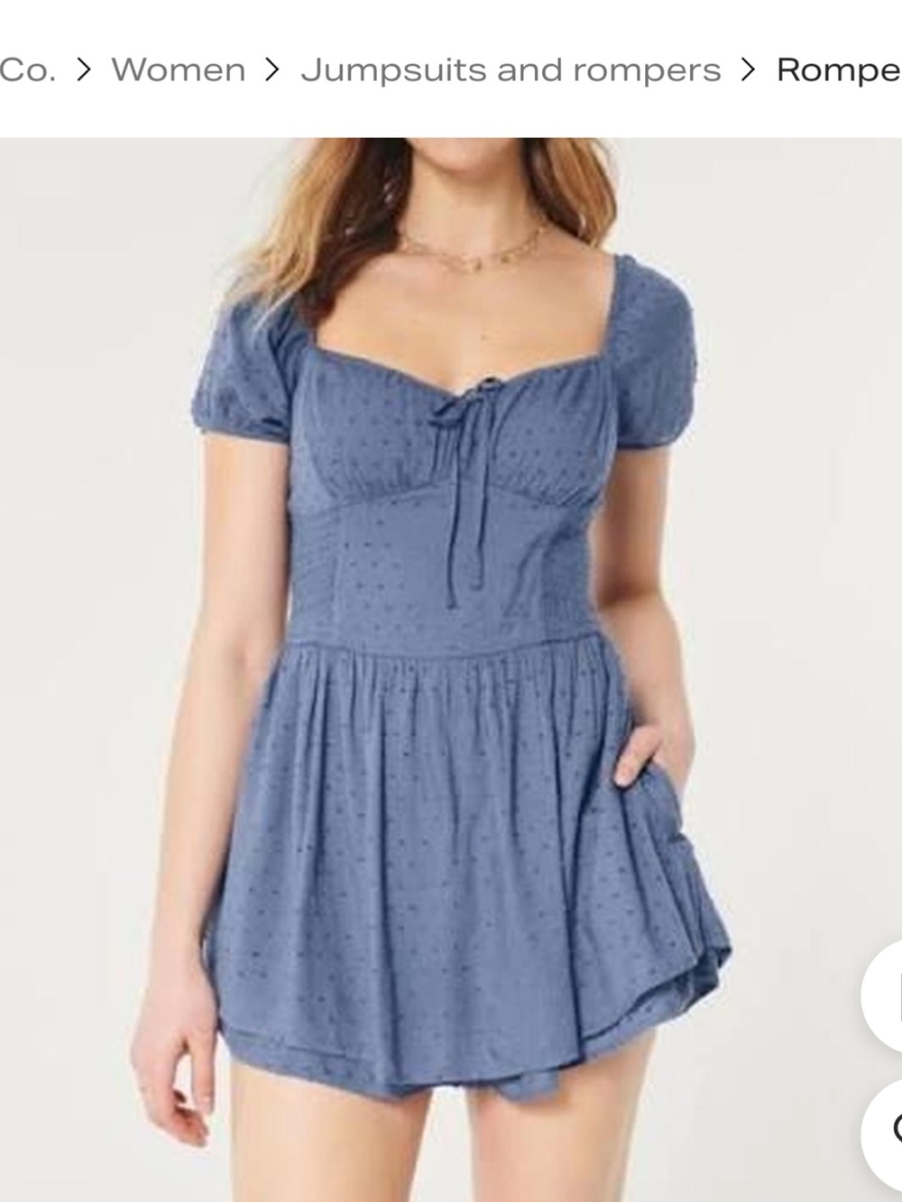 Hollister Blue Swiss Dot Peasant Dress